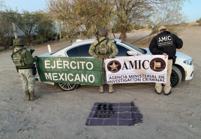 Operativo conjunto en Sonoyta asegura vehículo con reporte de robo y cargadores para arma larga
